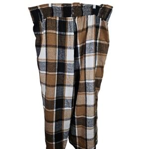 Shein Curve Womens 4XL Plaid Flannel Pants High Waist Button Up Trousers